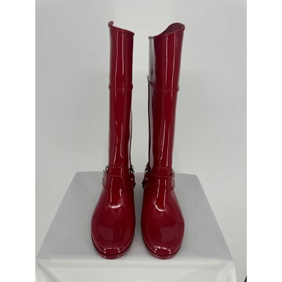 Michael Kors Fulton Harness Rain Boots Red Cabin City Fall Spring Chic Size 6 - Picture 3 of 9